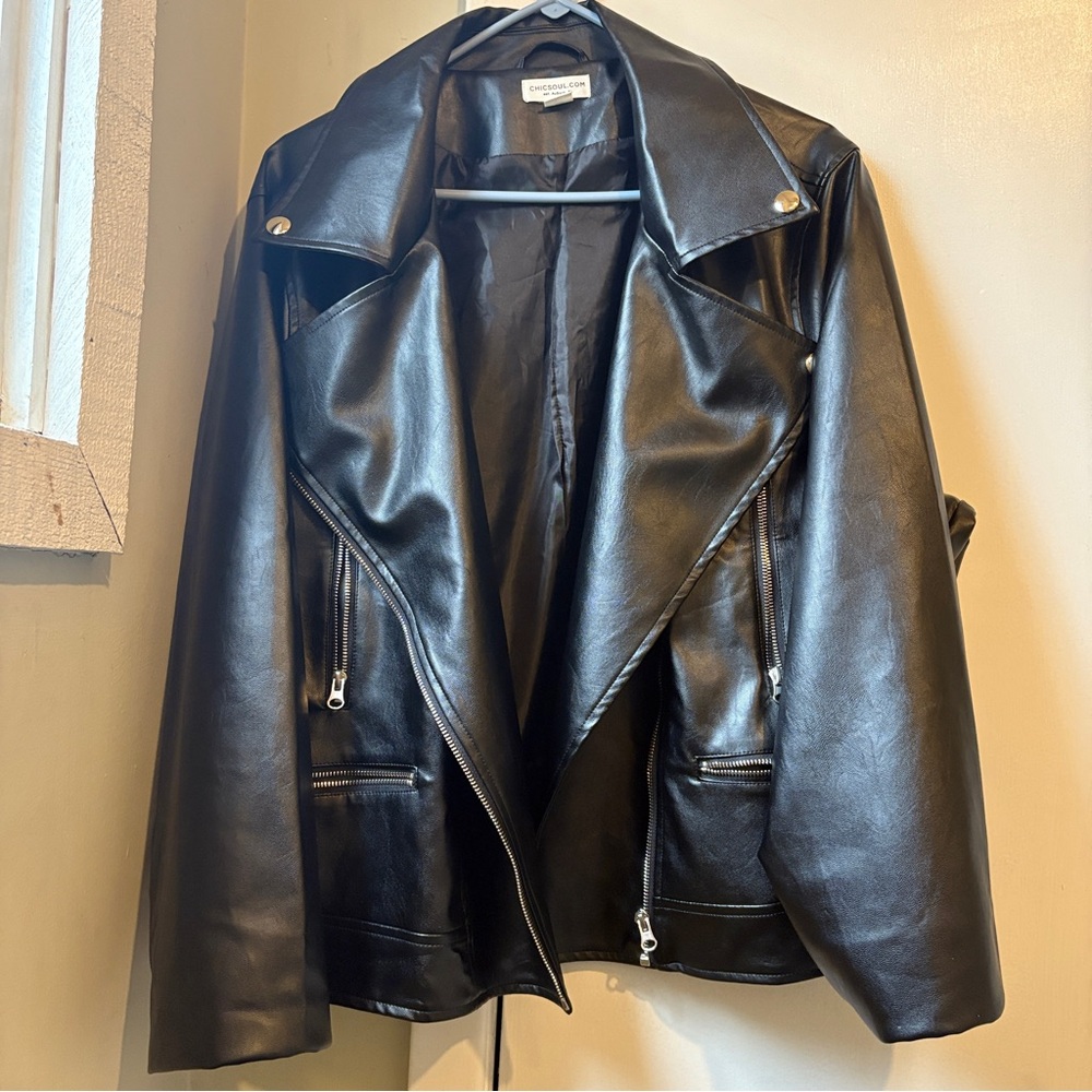 Chic Soul Vegan Black Leather Jacket 3X
